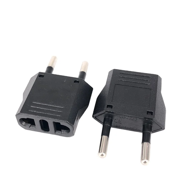 EU Standard Round Pin to Flat Pin Small Conversion Plug For Switzerland Italy Europe US Australia