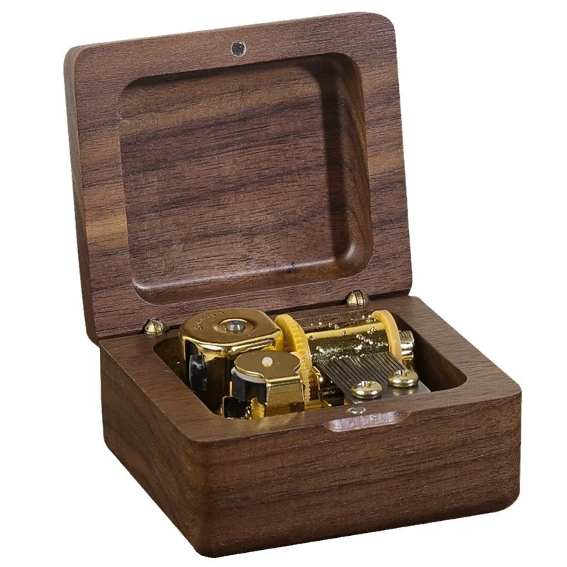 Music Box for  High Quality New Arrival Antique Walnut Color Music Box Wooden Hand-cranked Personalizable Gift Music Box