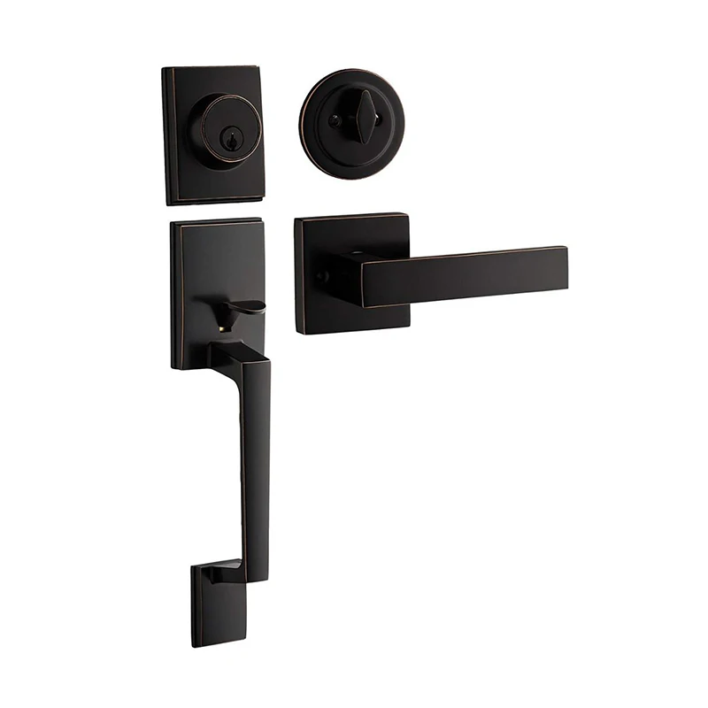 Набор ручных замков для входной двери, матовый черный замок для входной двери, из цинкового сплава, с одним цилиндром и заглушкой