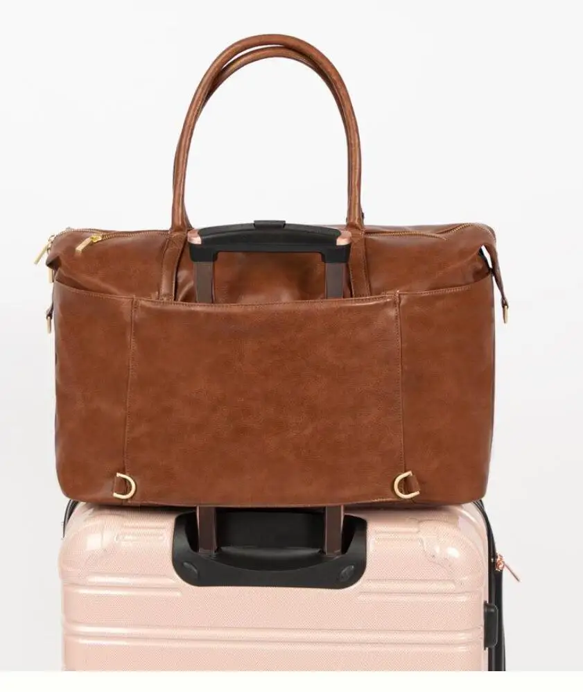 Women Travel Duffel Weekender Carryon Shoulder Tote Bag Canvas PU Leather bag