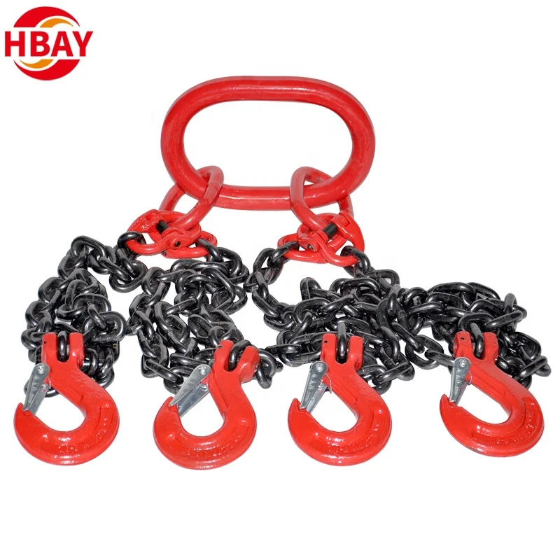 ANYUE Factory Direct Sales Alloy Steel Four-legged Rigging With European-style Claw hook For Lifting and Pulling
