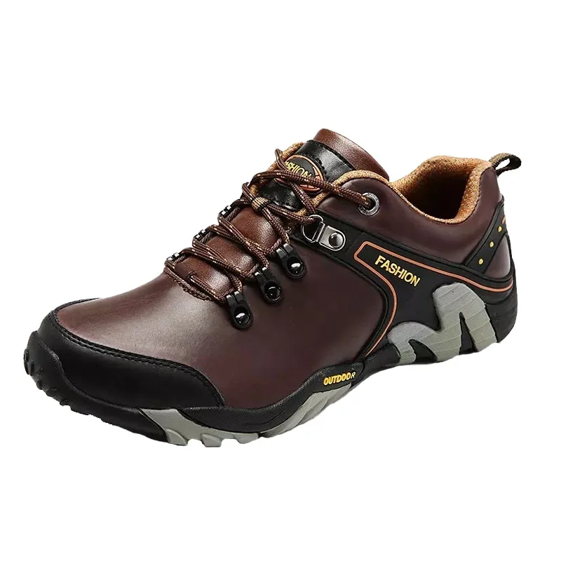 dropshipping outdoor sport shoes men genuine leather climbing hiking trekking  fashion sneakers jogging  men shoes