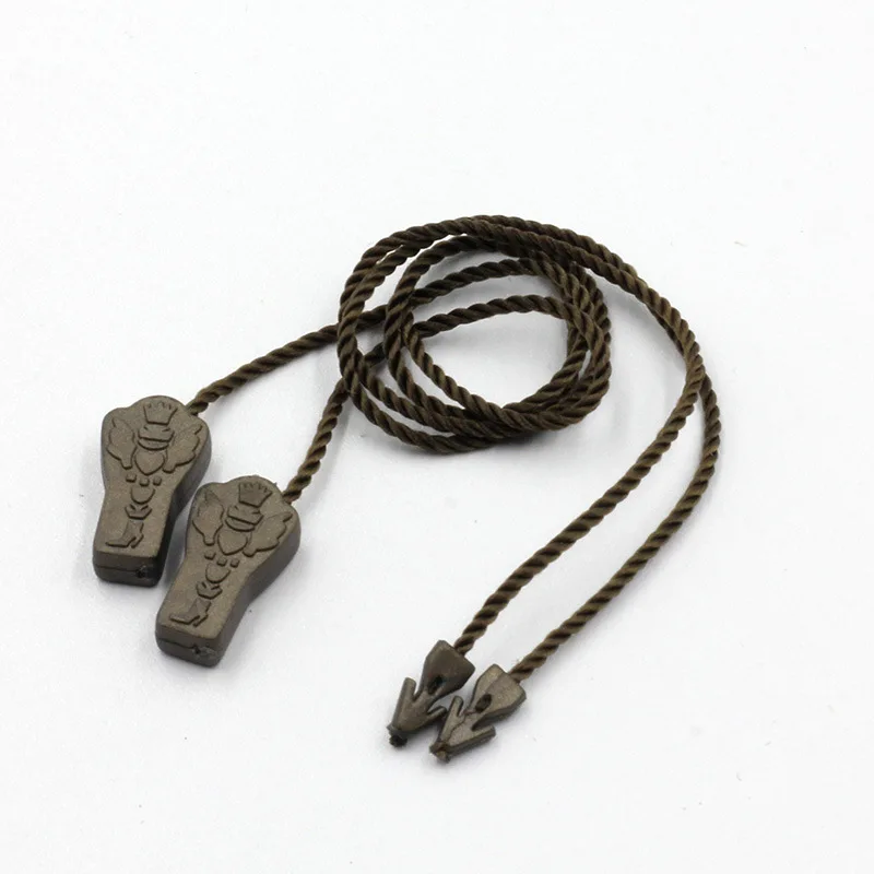 Custom 3D Embossed Brand Name Logo Garment Hangtag String Loop Plastic Seal Tag Sustainable Hang Tag String Lock