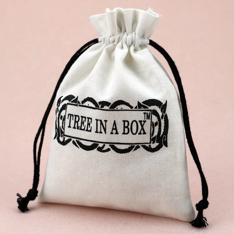 Natural organic jewelry gift muslin pouch cotton drawstring shoe bag for christmas