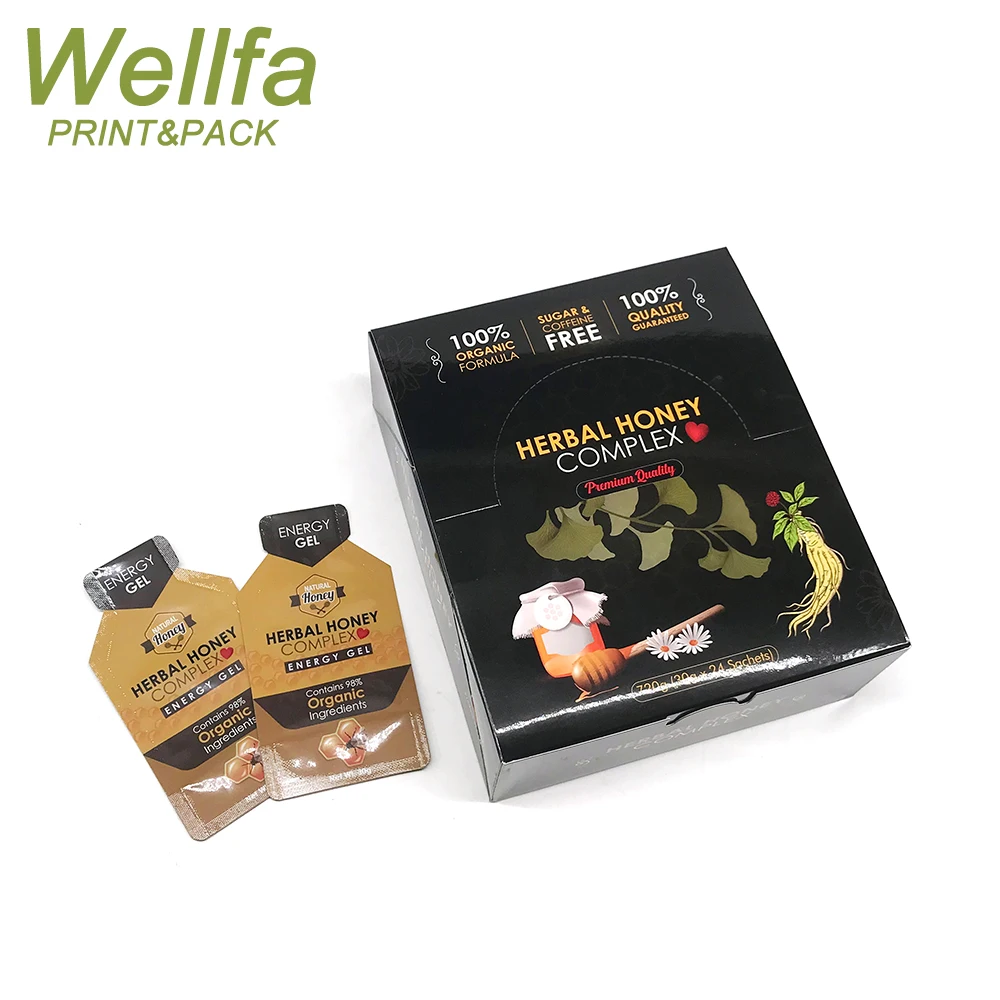 Manufacturer Leak Proof Special Shape Honey Private Label 10ml 15ml 60ml For Liquid Energy Gels Sachet Packaging Pouch Bag