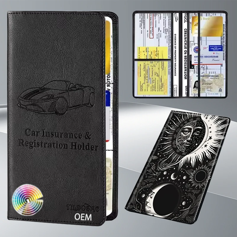 Premium Car Registration And Insurance Holder Black Registration Insurance Card Holder Box Organizer Wallet For Card