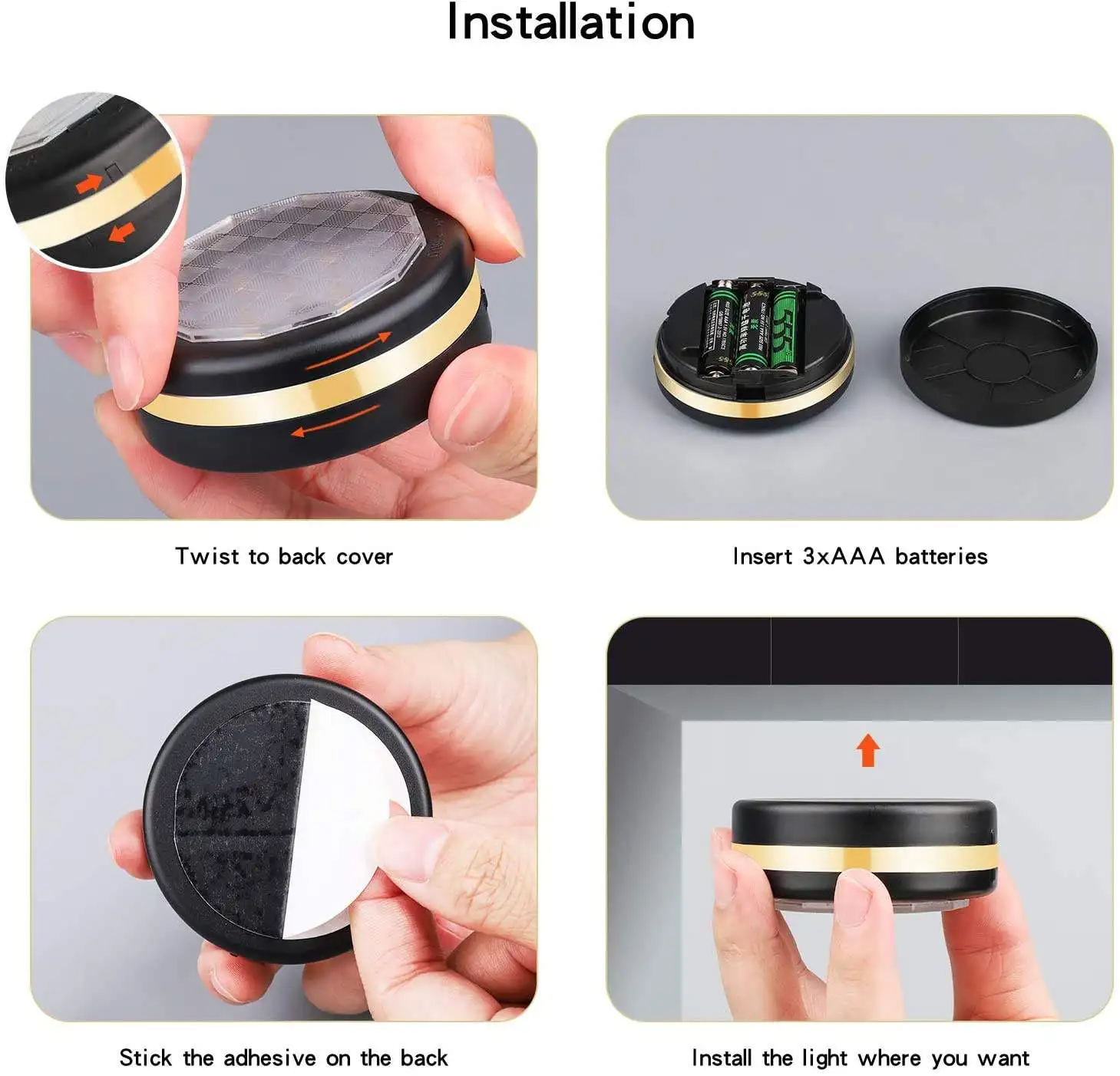 Led battery charging motion sensor Led RGB clear luminescent cabinet light