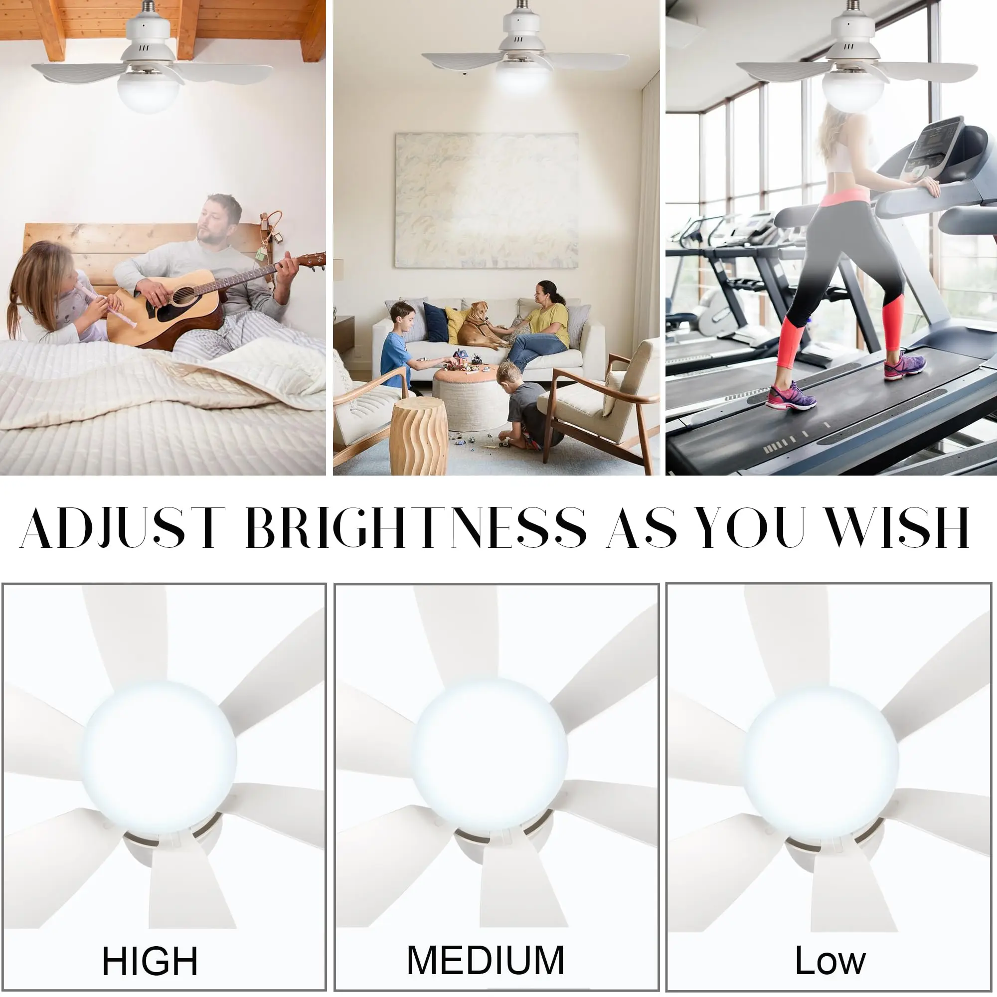 Color Temperature Modern Mount Electric Remote Control Smart Living Room Ceiling Fan Light