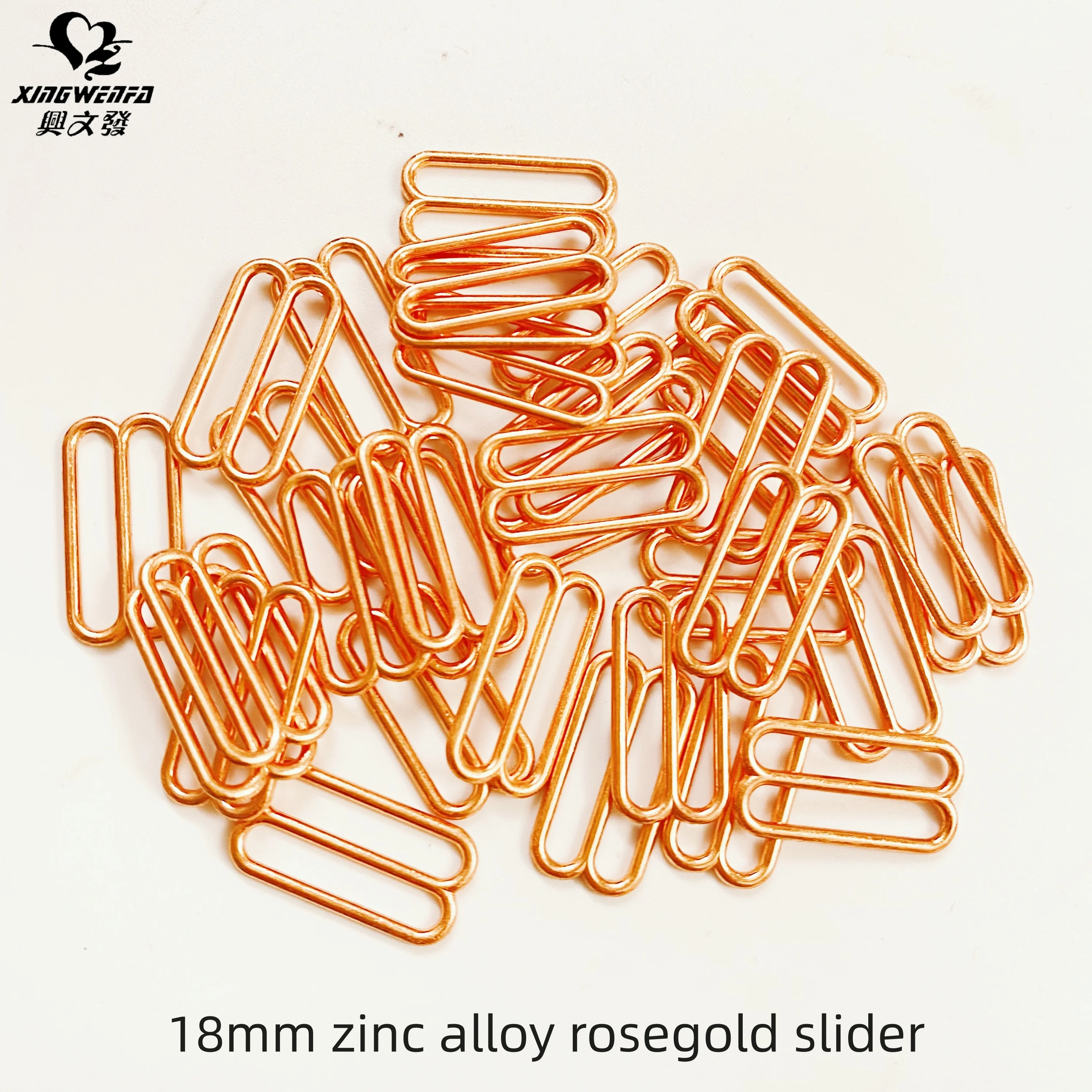 Underwear accessories 18mm Eco friendly nickle free lead free zinc alloy metal buckle Rose Gold bra strap adjuster sliders
