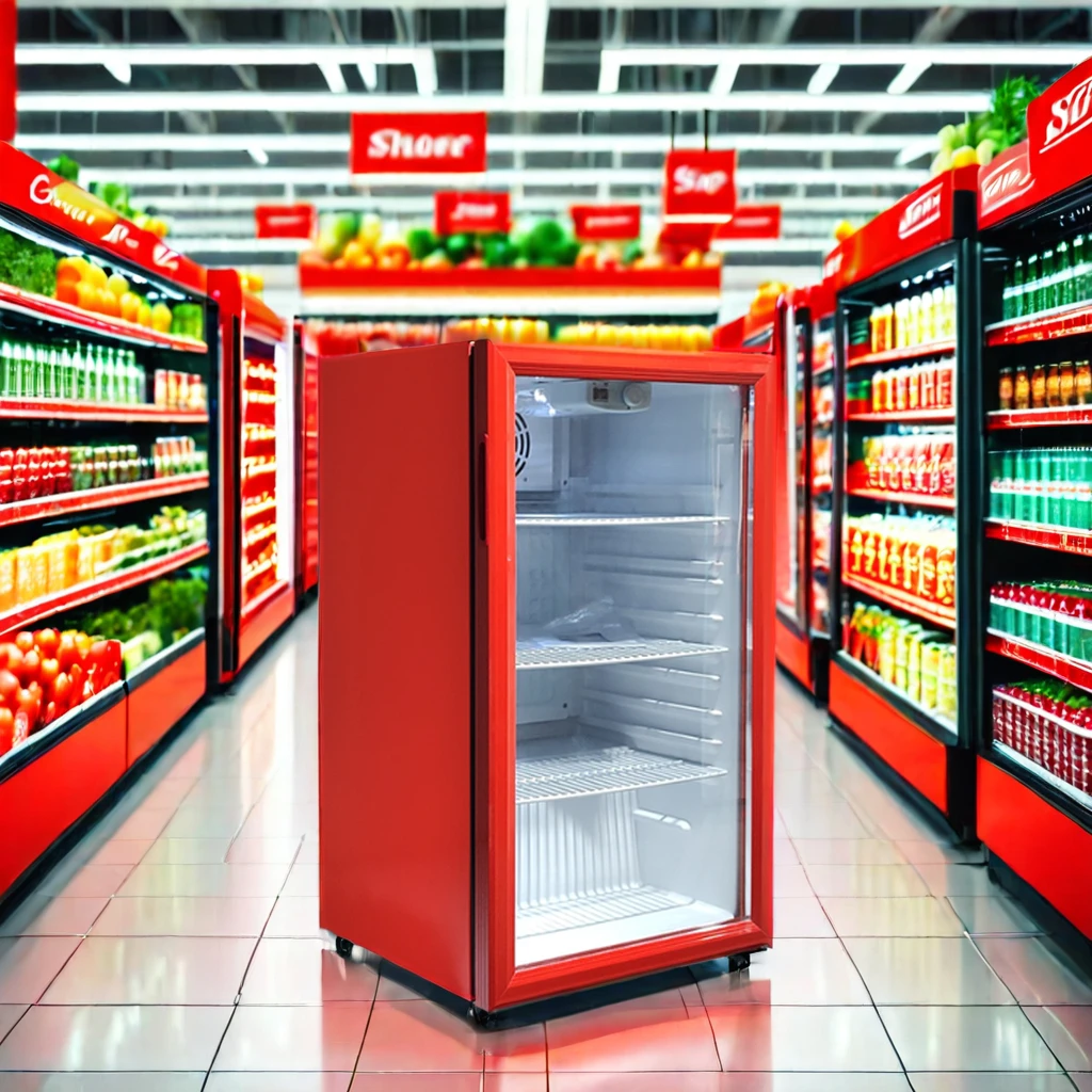 Meisda SC98 Cheap Small Sticker Displsy Refrigerator for Shop Portable Logo R134a/600a 3pc+1basket Electricity