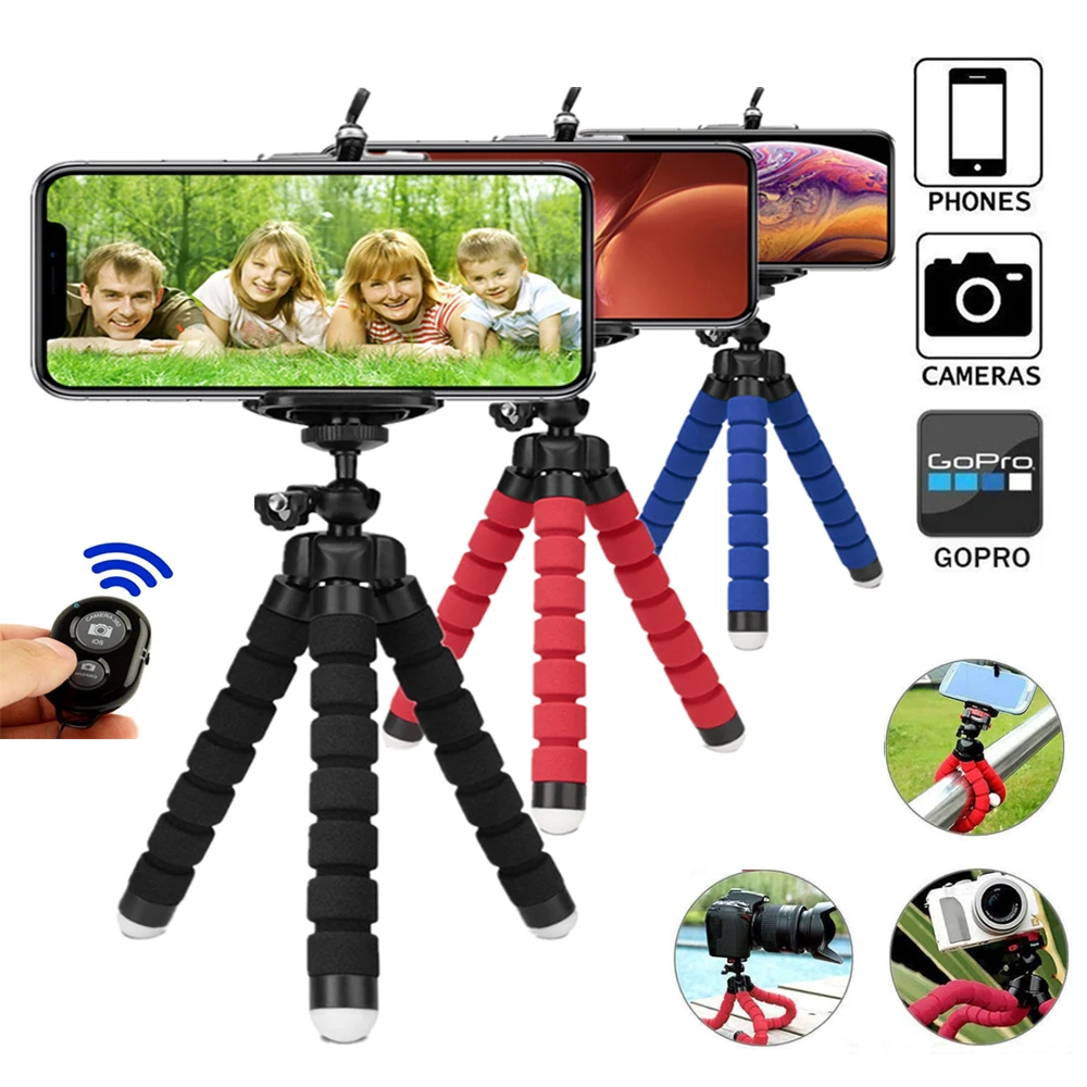 Portable and Flexible Tripod with Wireless Remote and Universal Clip for iPhone/ Android/ Camera Cell Phone Sponge Tripod