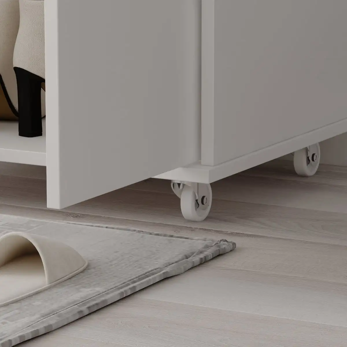 Good quality Large Capacity Shoe Rack Storage Organizer Wooden Furniture 8 Tiers Shoe Rack Cabinet with Wheels