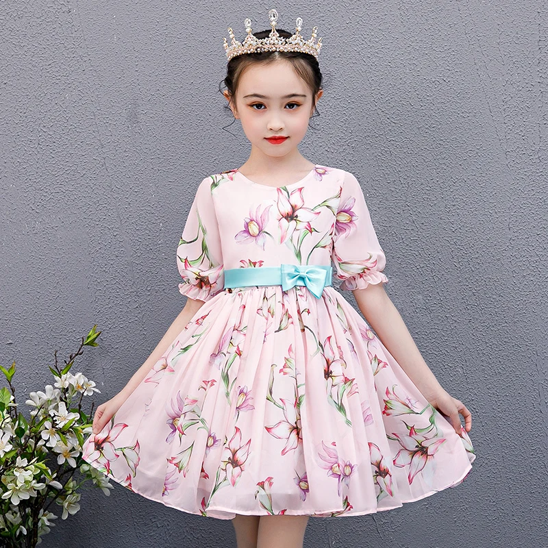 Newest Design Lovely Flower Baby Girl Dress Children Wedding Party Dress Long Sleeve Girl Dresses