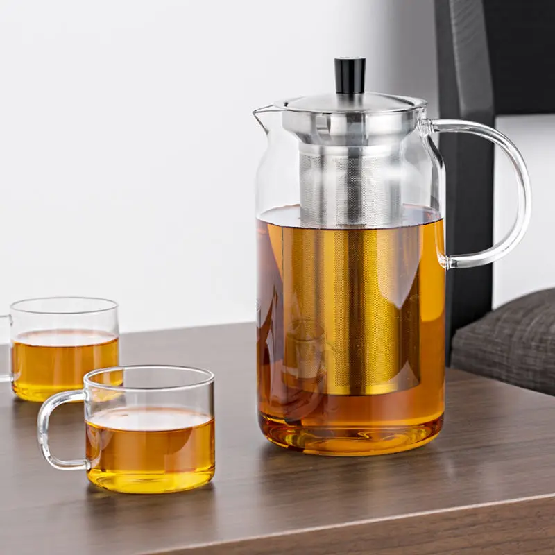 2024 New Hot Selling Stovetop Transparent Glass Water Teapot Safe Coffee Tea Pot with Stainless Steel Filter