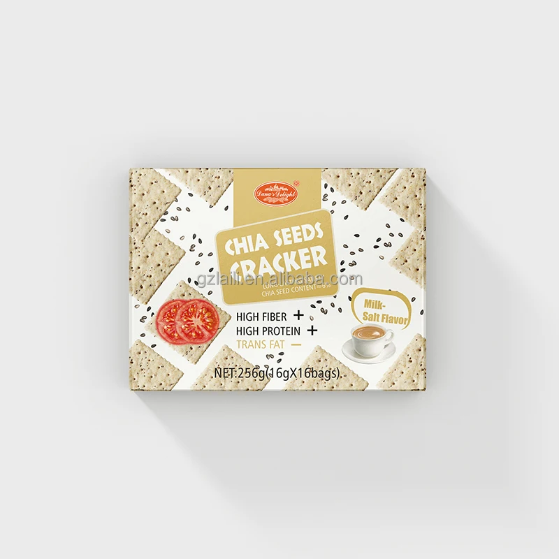 Low sugar low fat Chia Seed crackers biscuits milk Flavor Sea salt soda crackers biscuits
