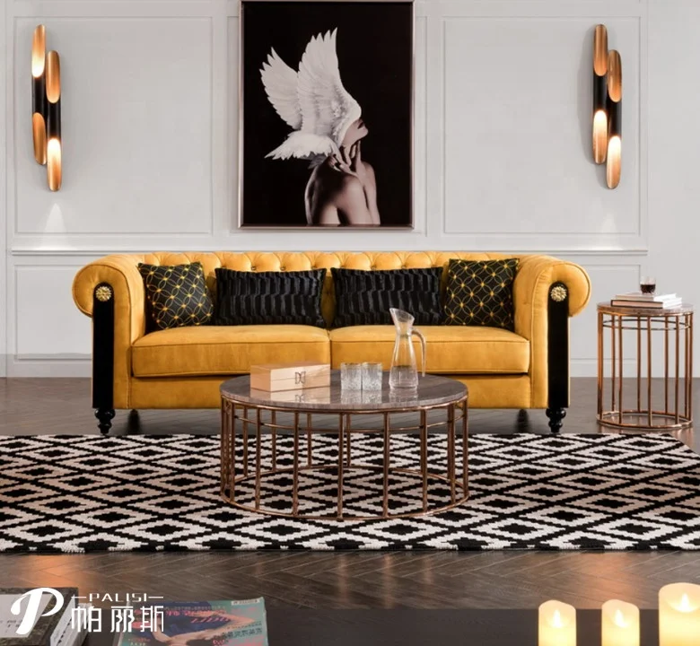 Luxury Arabia Villa Sofa Furniture Set Deluxe Living Room Tufted 321 Sofa Set New Model Indian Design Couch Set