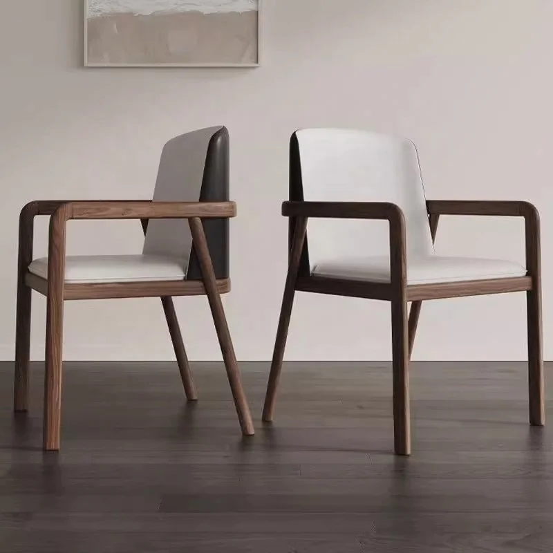 Nordic simple art solid wood chair dining chair armrest home mahjong new Chinese tea back office chair