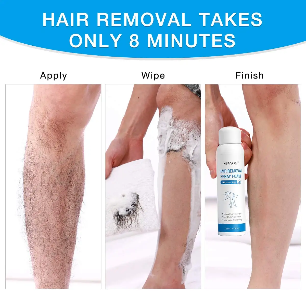 SHVYOG Hair Removal spray foam with Aloe Vera Smooth and Painless Depilatory Cream for Men And Women
