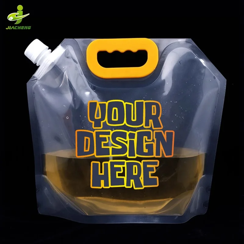 2.5l 3l 5l 5 ltr 5 litre bpa free food beverage packaging bag transparent liquid water pouch with spout and handle