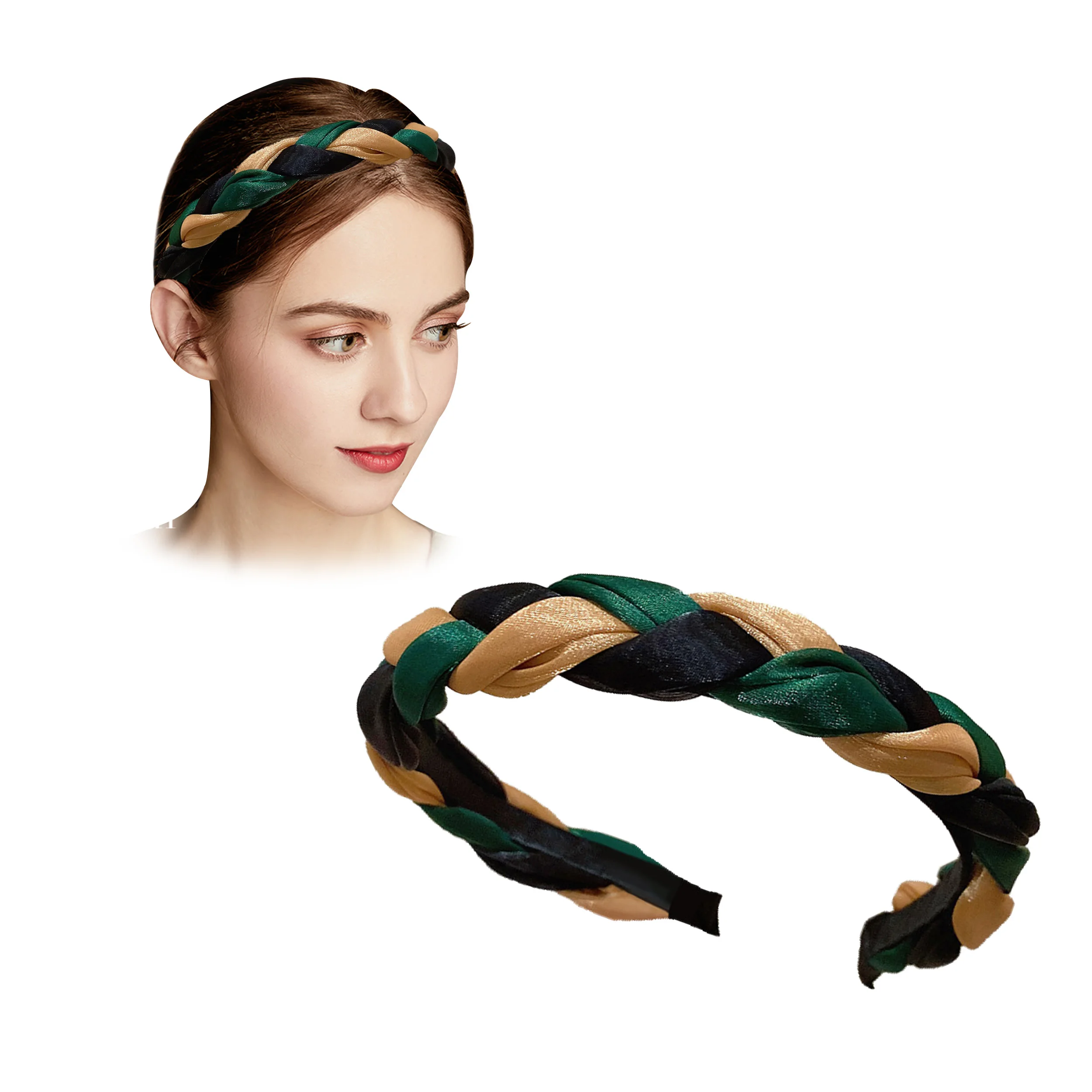 BSCI Audited Factory Lirong New Arrive European And American  Twist Braided Headband Hair Band For Girls