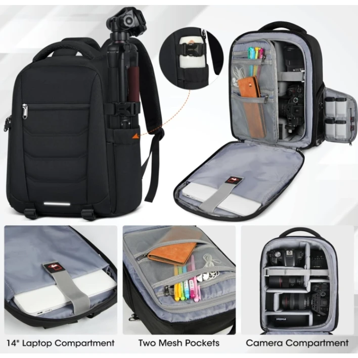 2024 Wholesale Anti Theft Travel Professional Camera Bag Backpack With Rain Cover