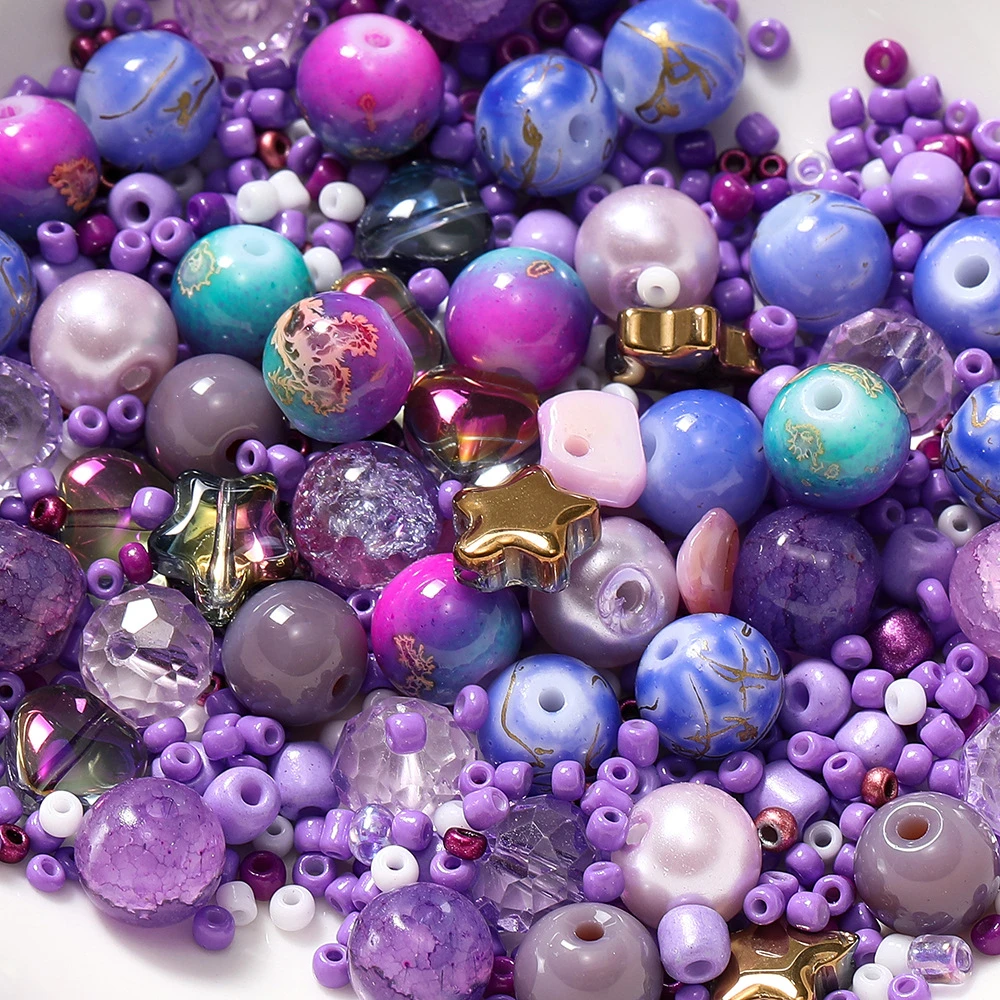 K26 DIY Handmade Charms Crafts Round Crystal Glass Beads 6~8MM Lavender Purple Natural Stone Pony Beads For Jewelry Making