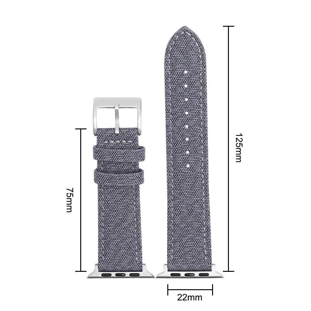 New Canvas Watch Strap With smart watch connector 20/22 mm Woven Fabric Watch Band With 304L Buckle Customize Logo