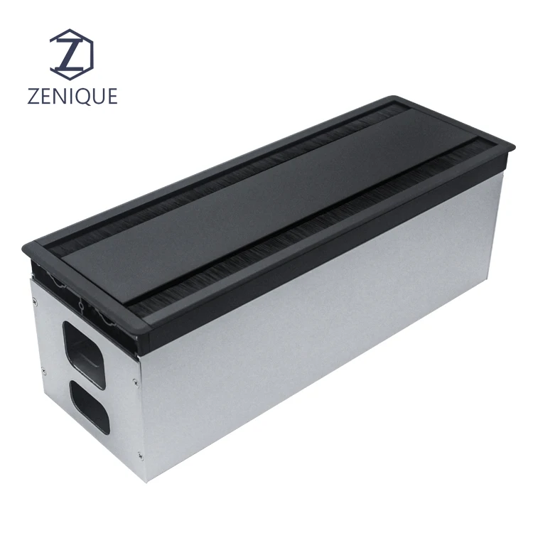conference table desk dual brush power grommet cable hole cover management metal wire manager box cord organizer