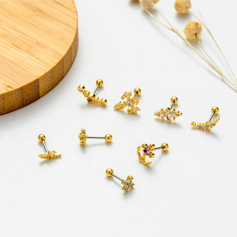 Threadless Push Pin Labret Lip Piercing F136 Ear Cartilage Helix Tragus Stud Body Piercing Ear bone nail earring