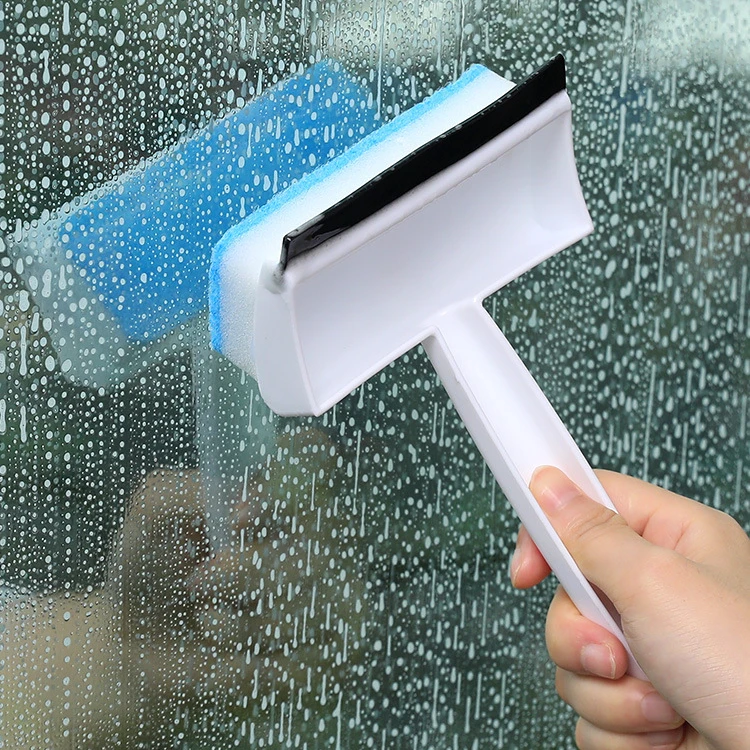 FF3417 2 in 1 Shower Mirror Window Squeegee with Spray Sponge Scrubber Bathroom Cleaner Tools Glass Cleaning Brush