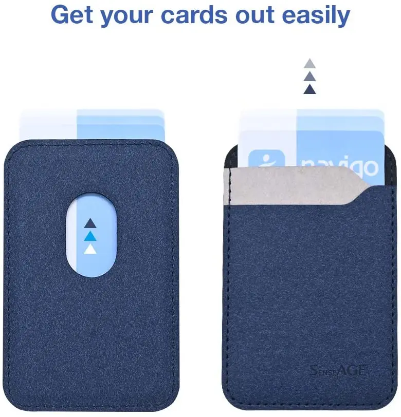 Strong Magnet Two Card Slots Custom Color Logo Foldable PU Leather Magnetic mobile phone wallet case card holder