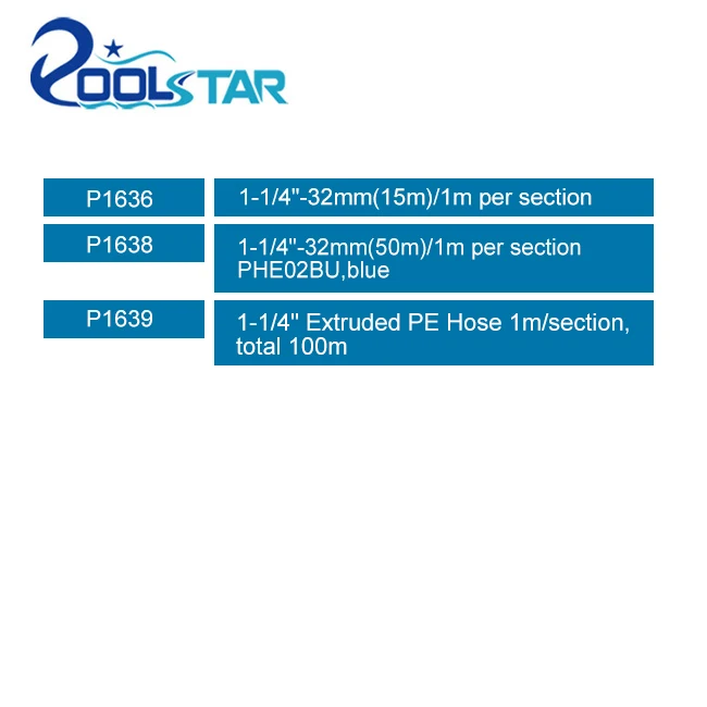 Poolstar 1-1/4 Inch Blue Extruded PE Cuttable Swimming Pool Vacuum Hose 1 Meter per Section for Cleaning and Pool Cleaning