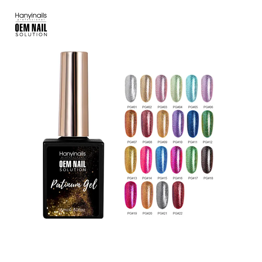 Japanese Metallic Platinum Gel Polish Solid Color Platinum Gel Glue Ready To Ship Nail Gel Polish
