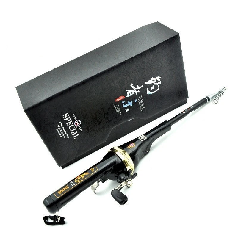 LETOYO Fishing Rod And Reel Set Telescopic Pocket 1m Mini Fishing Rod Metal Mini Children Ice Portable Pen Fishing Rod