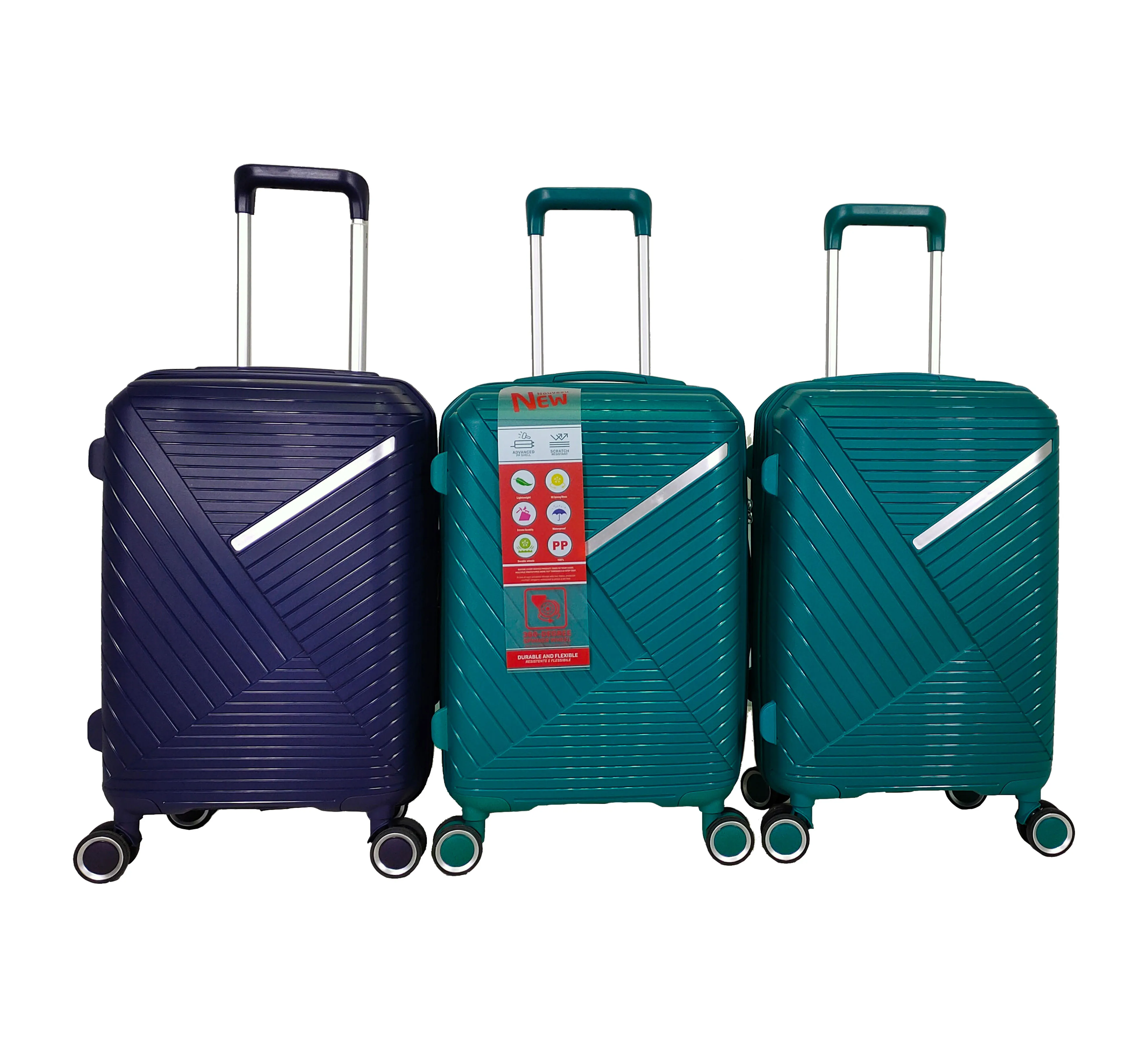 2024 Custom Logo Color Durable Hard Shell PP Injection Vali Trolley Case Travel Suitcase Luggage Sets