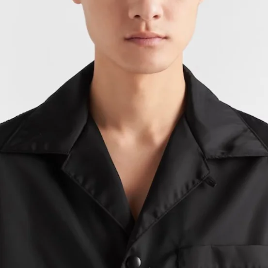Custom streetwear mens boxy fit nylon shirt button up cropped boxy shirt men