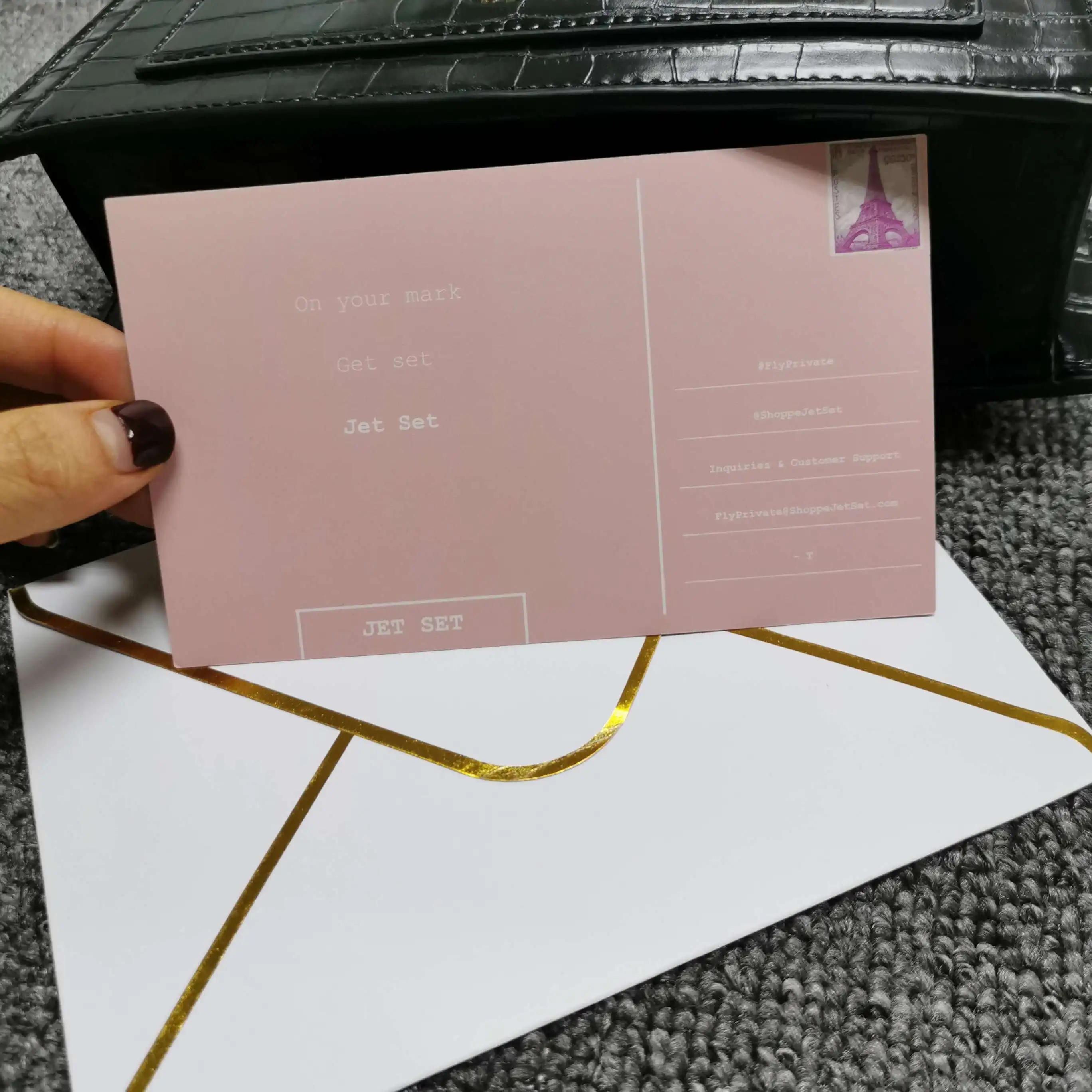 Розовые открытки для деловых покупок с индивидуальным логотипом