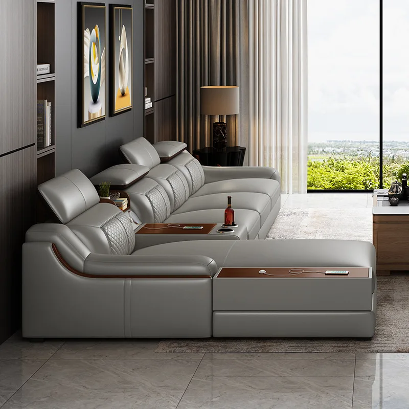 Explosive new product modern  sofa home living room adjustment functional leather sofa couch recline for hotel villa apartment