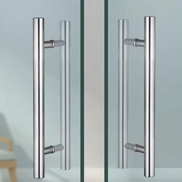 ss shower screen h type tempered handle wooden large glass square pull bathroom stainless steel glass door handle for glass door