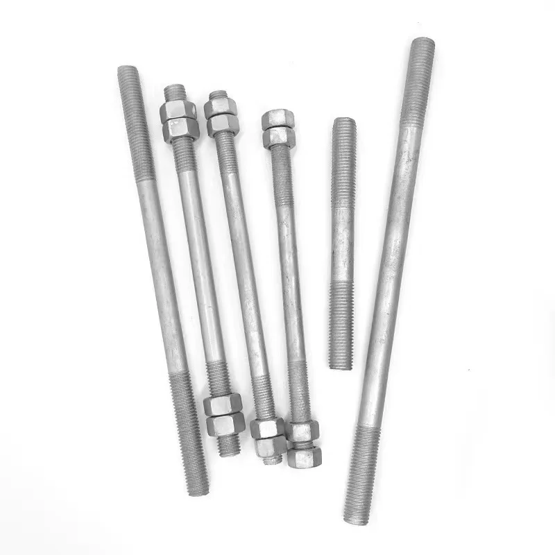 Flat Double End Threaded Bolt Carbon Steel Hot-dip Galvanized Full Thread Rod Bar For mechanical equipment Construction