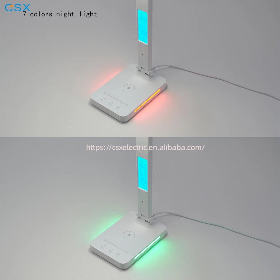 csx New QI Touch Led table desk lamp with wireless charger for iphone cell phone charger lampe de bureau colorful night light