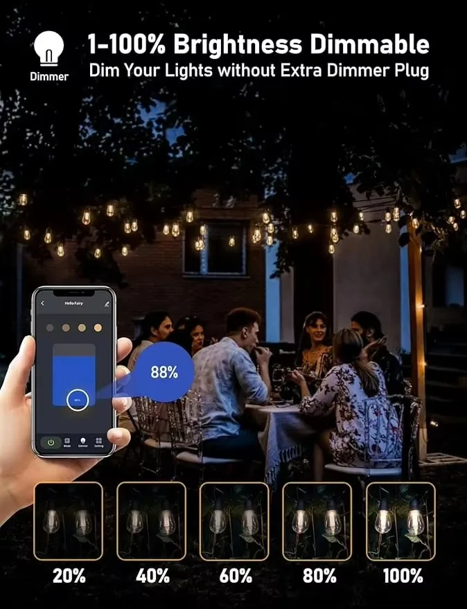 26M 13M Bluetooth Courtyard Light Application Controls 3 Modes of Outdoor Lights With Dimmer S14 Waterproof Bulb