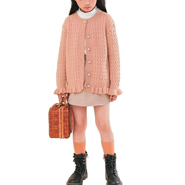 
Winter new arrival pink lovely button children knitted cardigan 