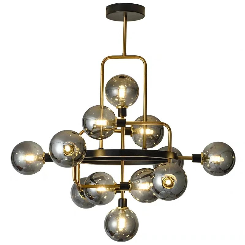 
Modern style decorative hanging vintage large glass chrome nordic gold pendant light ball for hotel project 