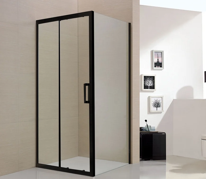 Black Matt En12150 Tempered Shower Door Glass Shower Enclosure BL-H815half