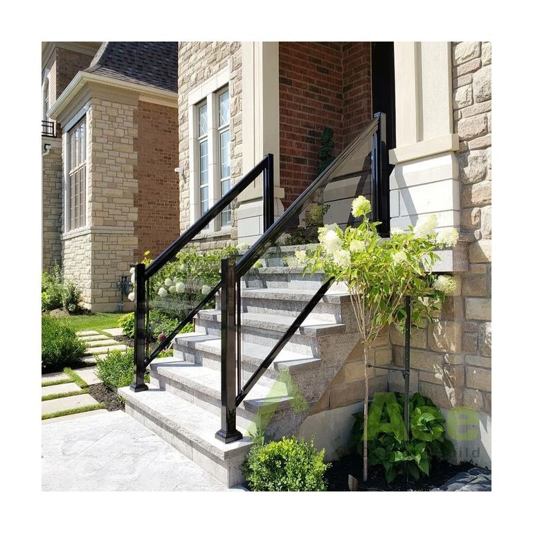 ACE Framed Glass Railing Aluminum Profile Post and Hnadrail Stair Balcony Railing System