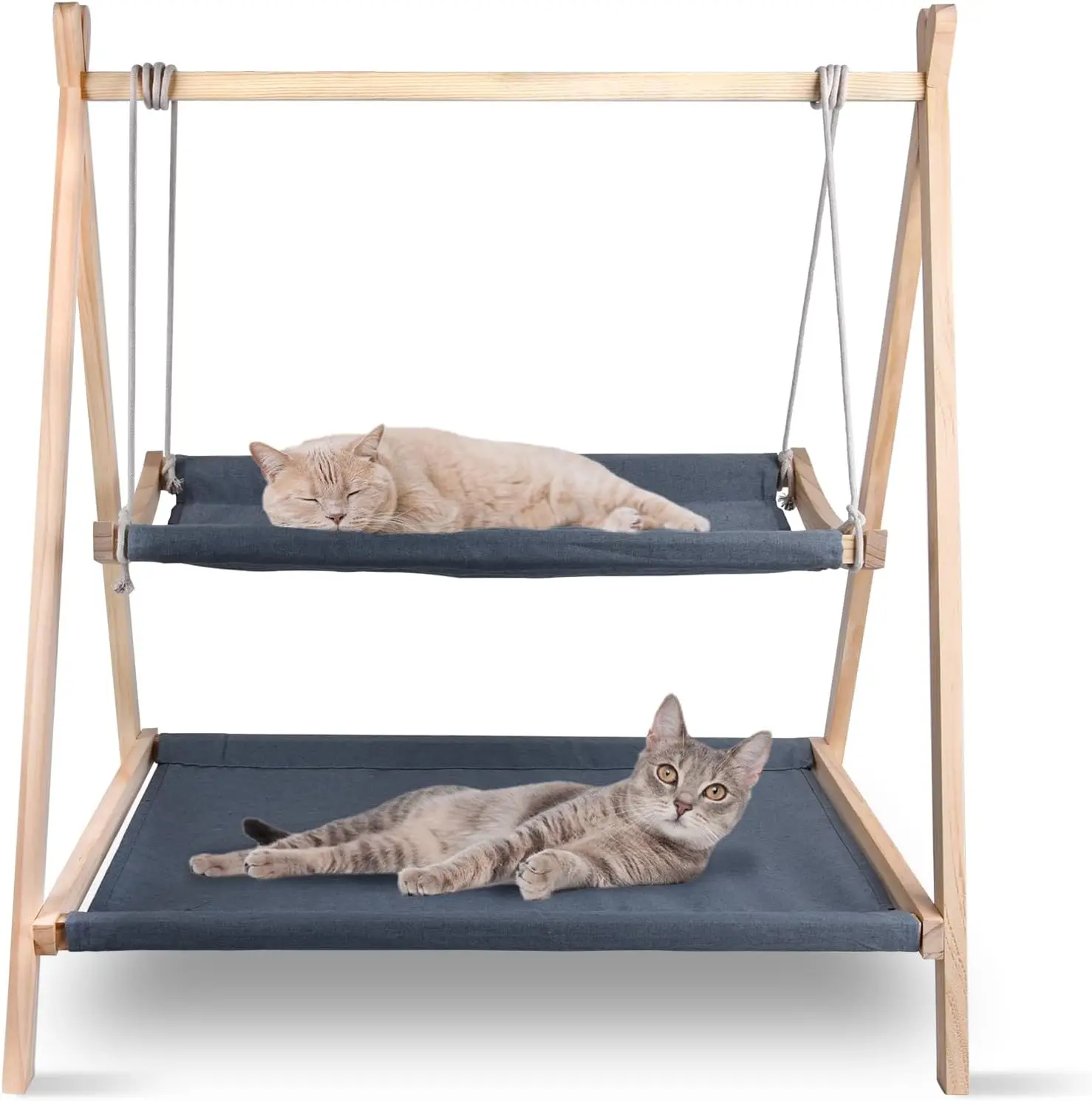 Cat Swing Hanging Bed Cleanable Cat Swings Wooden Elevated Cat Bed for Sleep and Play