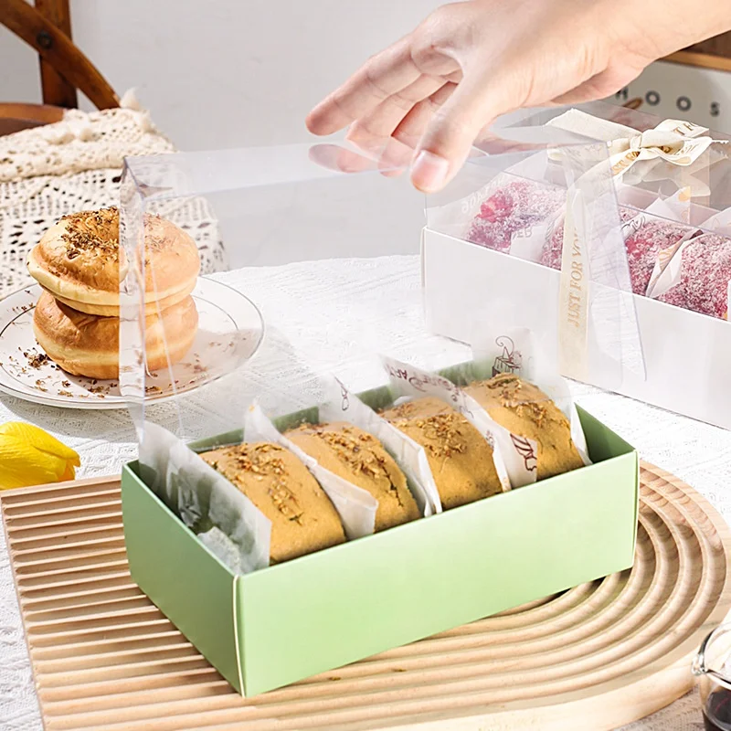 Transparent Lid Cake Box Macaron Dessert Cake Roll Boxes Baking Packaging Container
