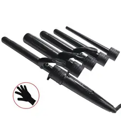 Biumart Hot Sale 5 In 1 Curling Wand Set New Styler Step Portable Hair Waver Rotating Curling Iron Travel Home Use Hair Curler