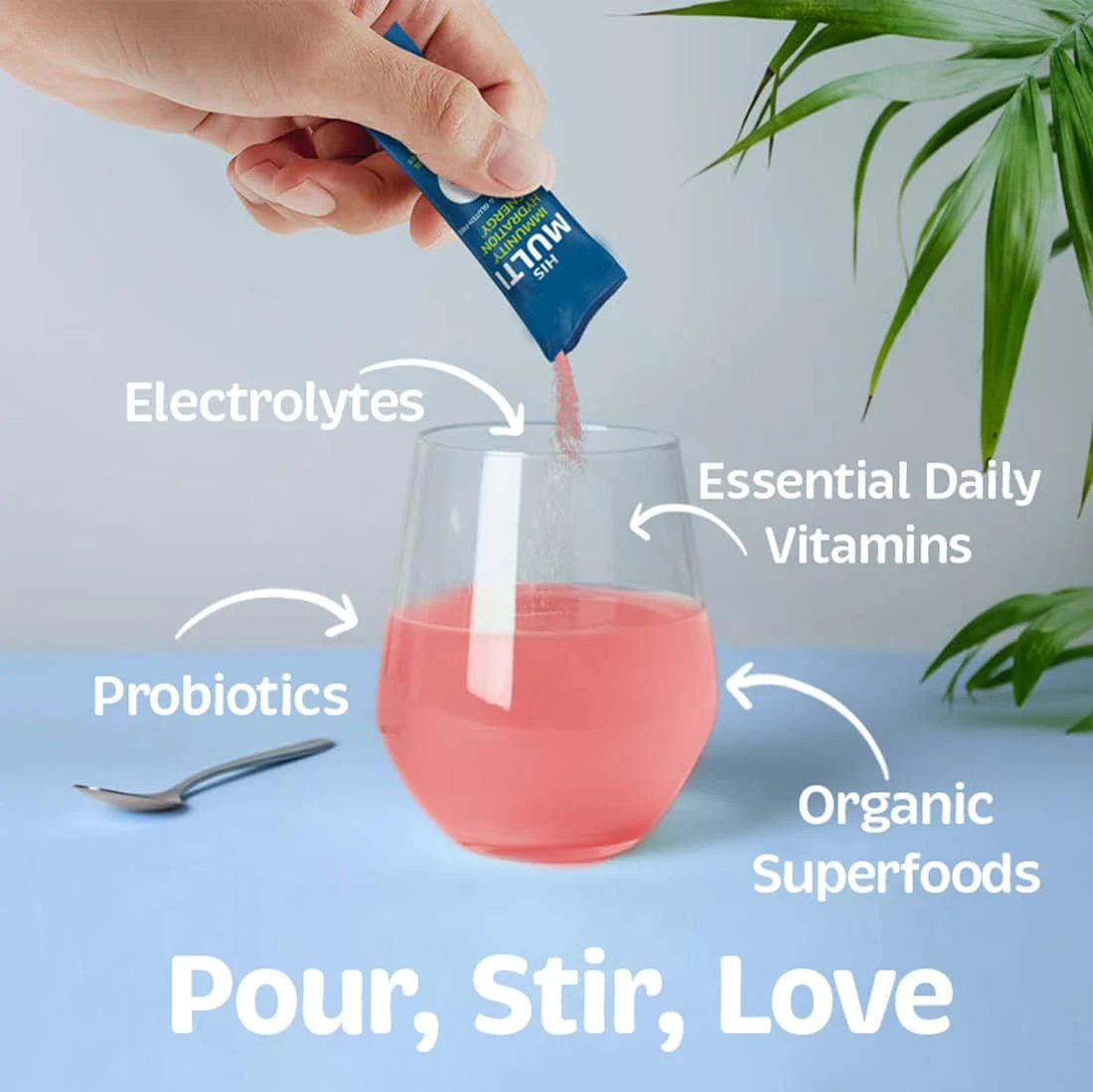 sugar-free multivitamin powder hydration mineral 3X electrolyte vitamin drink 9 organic superfoods probiotic exercise supplement